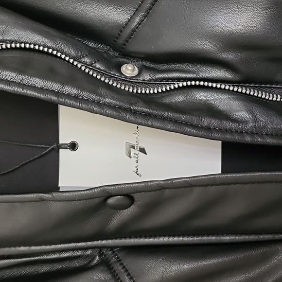 NWT 7 for All Mankind Black Faux Leather Long Puffer Vest Extra Small - Picture 4 of 15